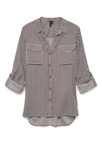 Véro Moda VERO MODA Damen Hemdbluse "VMBUMPY L/S SHIRT NEW WVN GA NOOS"winetasting stripes:snow weiß, modisch, Gr. XL, gestreift, Web, Obermaterial: 100%
