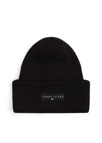 Tommy Jeans Damen Beanie "TJM LINEAR", schwarz, casual, Strick, Baumwolle, Mützen, in Grobstrick, mit Umschlag