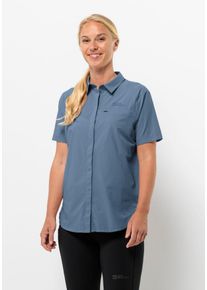 Jack Wolfskin Damen Kurzarmbluse "VANDRA S/S SHIRT W", blau, Gr. M, OBERSTOFF: 85% POLYAMID, 15% ELASTHAN; Futter: 100% POLYESTER, Blusen