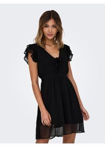 Only Damen Midikleid "ONLASTA LIFE S/S PEEKABOO DRESS WVN", schwarz, modisch, Gr. M, unifarben, Obermaterial: 100% Polyester, Kleider, Sommerkleid