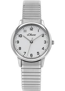 s.Oliver Damen Quarzuhr, silber, Armbanduhren, Armbanduhr, Damenuhr, Edelstahlarmband, Flexband, Zugband