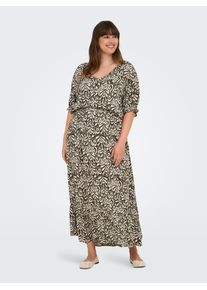 Only CARMAKOMA Damen Sommerkleid "CARCHIANTI S/S CALF DRESS WVN NOOS"tarmac aop:kaja graphic, casual, Gr. 44, bedruckt, Web, Obermaterial: 100%