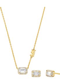 Michael Kors Damen Ohrring und Ketten Set "Schmuck Mulitpack Silber 925 Premium Kors Brilliance, MKC1759, MKC1760", gold, Silber 925