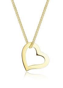 Elli Premium Damen Kette mit Anhänger "Herz Liebe Filigran 375 Gelbgold", 45, ohne Stein, Gelbgold 375, L: 45cm, gold, Gelbgold 375, Halsketten