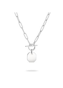 Liebeskind Berlin Damen Kette mit Anhänger "Schmuck Edelstahl Halskette The T-Bar Plate LJ-1531 LJ-1532 LJ-1533", Edelstahl, L: 45cm B: 3,9mm, silber, LIEBESKIND