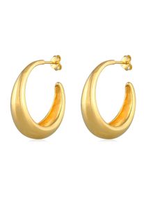 Elli Damen Paar Creolen "Creolen Ohrstecker Chunky 925 Sterling Silber", OneSize, ohne Stein, Silber 925 (Sterlingsilber), gold, Silber 925