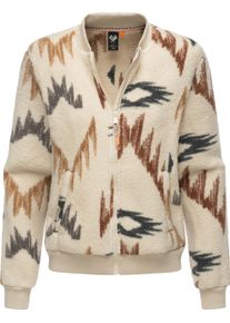 Ragwear Damen Plüschjacke "Cairro Aztec", beige, modisch, Gr. M, Plüsch, 100% Polyester, Jacken, Modische Damen Fleecejacke im Inkamuster