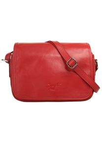 Samantha Look Damen Umhängetasche, rot, Leder, glänzend, beschichtet, Taschen, echt Leder, Made in Italy