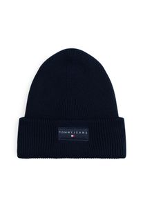 Tommy Jeans Damen Beanie "TJM LINEAR", blau, casual, Strick, Baumwolle, Mützen, in Grobstrick, mit Umschlag