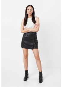 Only Damen Lederimitatrock "ONLHERO MW FAUX LEA SKORT CC PNT", schwarz, modisch, Gr. XS, unifarben, Obermaterial: 100% Polyester, Röcke