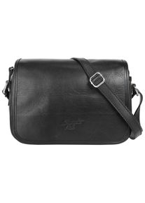 Samantha Look Damen Umhängetasche, schwarz, Leder, glänzend, beschichtet, Taschen, echt Leder, Made in Italy