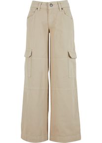 Urban Classics Damen Cargojeans "Urban Classics Damen Ladies Low Waist Cargo Pants", weiß, casual, Gr. 28, unifarben, 100% Baumwolle, Jeans