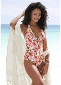 s.Oliver Damen Badeanzug "Bauhinia", beige, Gr. 38, floral, Recycling-Polyamid, Badeanzüge, mit Zierschnalle
