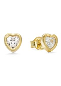 Amor Damen Paar Ohrstecker "Herzen, 2013413", Gelbgold 375, gold, Gelbgold 375, Ohrringe, mit Zirkonia (synth.)