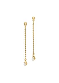 Emporio Armani Damen Paar Ohrhänger "Schmuck Geschenk Metall, EGS3199710", Metall-Perlengelbgoldfarben, metallfarben, weiß, Metall, Perlen, Ohrringe,