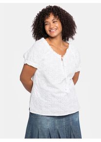 Damen Longbluse, weiß, Gr. 54, sheego by Joe Browns, unifarben, 100% Baumwolle, Blusen