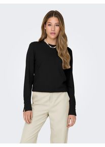 Jacqueline de Yong JDY Damen Rundhalspullover "JDYMALOU L/S ON BUTTON PULLOVER KNT NOOS", schwarz, modisch, Gr. S, unifarben, Strick, Feinstrick, Obermaterial: 52%