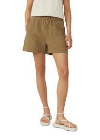 QS Damen Shorts, grün, casual, Gr. 34, unifarben, Web, Obermaterial: 100% Baumwolle, Hosen, Sommerhose im Crinkle-Look und mit Bindeband