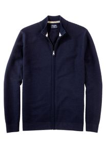 OLYMP Herren Strickjacke, blau, casual, Gr. L, Strick, Obermaterial: 100% Baumwolle, Strickjacken, Stehkragen, regular fit