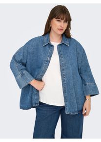 Only CARMAKOMA Damen Jeansbluse "CARGRACE 3/4 DNM SHIRT CRO", blau, modisch, Gr. 42, unifarben, Web, Obermaterial: 100% Baumwolle, Blusen