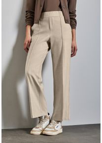 Street One Damen Stoffhose, beige, casual, Gr. 44, unifarben, Web, Obermaterial: 64% Viskose, 31% Polyester, 5% Elasthan, Hosen, Sommerhose im Casual