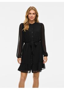 Vila Damen Chiffonkleid "VIFALIA L/S DRESS - NOOS", schwarz, modisch, Gr. 40, unifarben, Web, Chiffon, Obermaterial: 100% Polyester, Kleider,