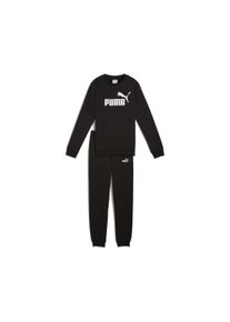 Puma Kinder Trainingsanzug "ESS NO.1 LOGO CREW SWEAT SUIT FL B", schwarz, sportlich, Gr. 128, bedruckt, Fleece, Obermaterial: 66% Baumwolle, 34%