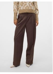 Véro Moda VERO MODA Damen Anzughose "VMNILA MW LOOSE DAD PANT NOOS", braun, modisch, Gr. 42, unifarben, Web, Obermaterial: 80% Polyester, 18% Viskose, 2%