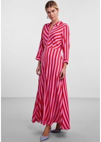 Y.A.S Damen Hemdblusenkleid "YASSAVANNA LONG SHIRT DRESS", rosa, modisch, Gr. S, gestreift, Web, Obermaterial: 100% Viskose (LENZING ECOVERO),
