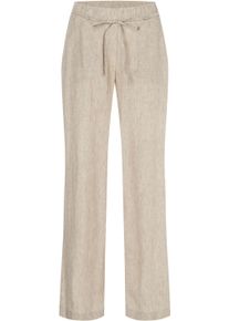 MAC Damen Leinenhose "CHIARA BELT", beige, casual, Gr. 46, meliert, Obermaterial: 100% Leinen, Hosen, Sommerhose Wide Fit, mit geradem, weitem Bein