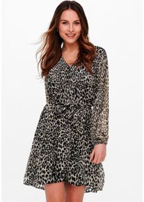 Only Damen Druckkleid "ONLCERA 3/4 SHORT DRESS WVN NOOS", schwarz, modisch, Gr. S, animal-print, Jersey, Obermaterial: 100% Polyester, Kleider,