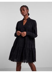 Y.A.S Damen Blusenkleid "YASHOLI LS DRESS S. NOOS", schwarz, modisch, Gr. L, unifarben, Web, Spitze, Obermaterial: 100% Baumwolle, Kleider,