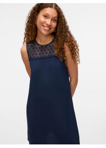 Véro Moda VERO MODA Damen Minikleid "VMALVA CROCHET SHORT DRESS WVN GA", blau, modisch, Gr. M, unifarben, Web, Obermaterial: 100% Polyester, Kleider,