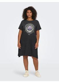 Only CARMAKOMA Damen Shirtkleid "CARLUCY LIFE SS T-SHIRT DRESS JRS NOOS", schwarz, modisch, Gr. M, bedruckt, Jersey, Obermaterial: 100% Baumwolle,
