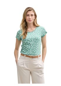 Tom Tailor Damen T-Shirtgrün blau dots, casual, Gr. XXXL, bedruckt, Obermaterial: 100% Baumwolle, Shirts, mit All-Over Print
