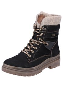 Remonte Damen Winterboots "FIBER-GRIP", Gr. 38, schwarz, Leder, Lederimitat, Filz, casual, Schuhe, Schnürstiefelette, Profilsohle, mit