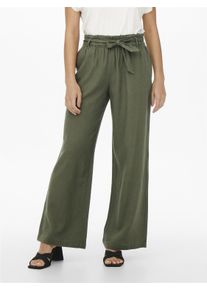 Jacqueline de Yong JDY Damen Culotte "JDYSAY MW LINEN BELT PANT WVN NOOS", grün, modisch, Gr. 42, unifarben, Web, Obermaterial: 55% Leinen, 45% Viskose, Hosen,