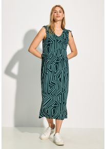 Cecil Damen Jerseykleid, grün, casual, Gr. L, gemustert, Web, Obermaterial: 95% Viskose, 5% Elasthan, Kleider, Sommerkleid mit Print