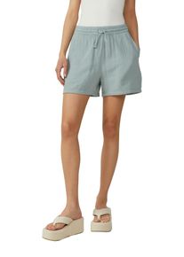 QS Damen Shorts, grün, casual, Gr. 34, unifarben, Web, Obermaterial: 100% Baumwolle, Hosen, Sommerhose im Crinkle-Look und mit Bindeband