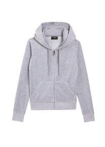 Juicy Couture Damen Kapuzennickijacke "ROBERTSON HOODIE Damen", grau, Gr. XS, 95% POLYESTER, 5% ELASTAN, Jacken, Trainingsjacke Damen, Sweatjacke mit
