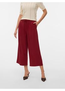 Véro Moda VERO MODA Damen Culotte "VMTANYA HW 7/8 WIDE PANTS", rot, modisch, Gr. XL, unifarben, Web, Obermaterial: 93% Viskose, 7% Polyester, Hosen, Sommerhose