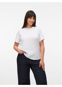 Vero Moda CURVE Damen Kurzarmshirt "VMPAULINA SS T-SHIRT GA JRS NOOS CUR", weiß, modisch, Gr. S, unifarben, Jersey, Obermaterial: 100% Baumwolle,