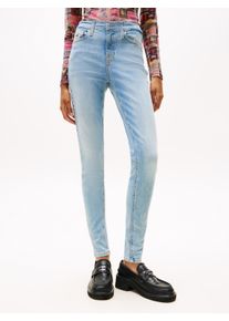Tommy Jeans Damen Skinny-fit-Jeans "NORA MR SKNY", blau, casual, Gr. 29, unifarben, Denim/Jeans, Obermaterial: 98% Baumwolle, 2% Elasthan, Jeans, mit