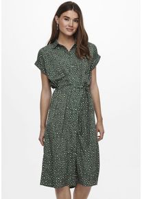 Only Damen Hemdblusenkleid "ONLHANNOVER S/S SHIRT DRESS NOOS WVN", grün, modisch, Gr. 38, animal-print, gemustert, Web, Obermaterial: 100% Polyester,