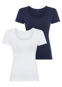 HUGO UNDERWEAR Damen T-Shirt, Gr. S, blau, Jersey, Obermaterial: 95% Baumwolle, 5% Elasthan, Basic, Shirts, regular fit, Rundhals