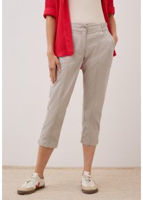 Cecil Damen 3/4-Hose "Style NEW YORK", beige, casual, Gr. 29, unifarben, Web, Obermaterial: 98% Baumwolle, 2% Elasthan, Hosen, mit Gummibund und