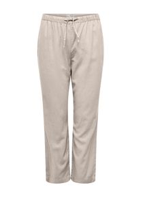 Only CARMAKOMA Damen Leinenhose "CARCARO MW LINEN BL PULL-UP PANT TLR", grau, modisch, Gr. 48, unifarben, Web, Obermaterial: 55% Leinen, 45% Viskose,