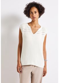 Street One Damen Blusentop, weiß, casual, Gr. 38, Crinkleoptik, Web, Obermaterial: 100% Viskose, Blusen, mit Crinkle-Struktur
