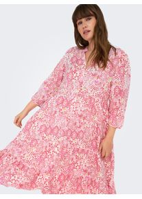 Only CARMAKOMA Damen Tunikakleid "CARMILANA 3/4 DRESS WVN NOOS"cloud dancer aop:sikka graphic, modisch, Gr. 42, bedruckt, Web, Obermaterial: 100%