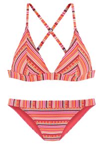 Lascana Damen Triangel-Bikini, orange, Gr. 34, gestreift, metallisierte Fasern, Glitzerstreifen, Polyamid, Bikini-Sets, mit glitzernden Streifen